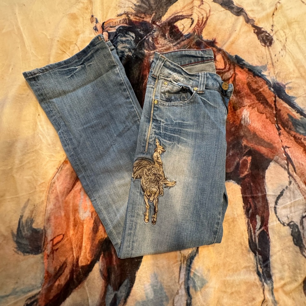 Women's Blue Embroidered Jeans